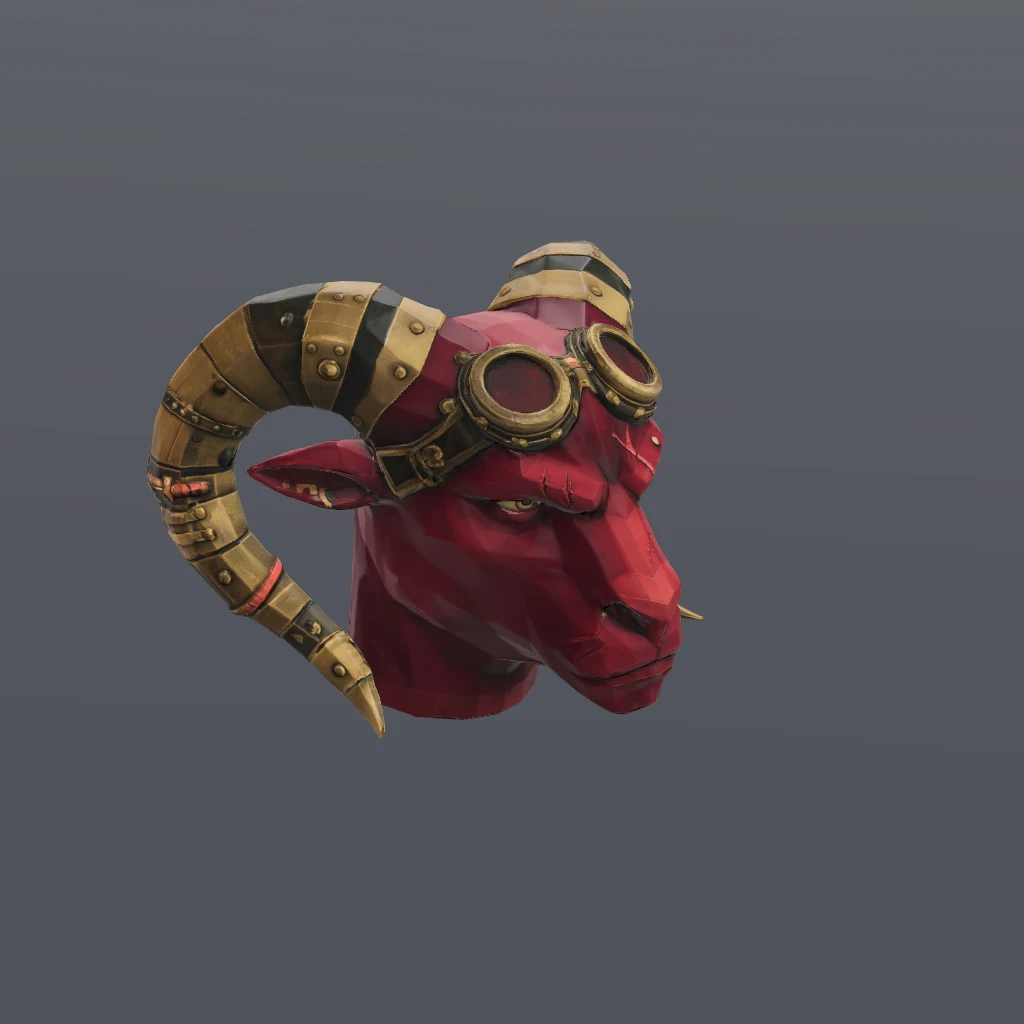 Goggled Ram Head